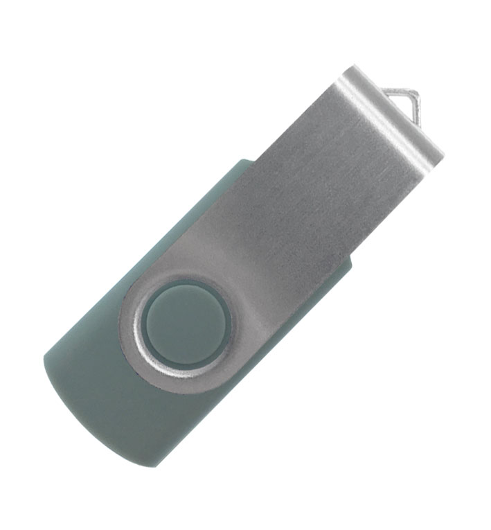 Флеш накопитель USB 2.0 Twister, пластик Софт Тач/металл, серый/серебристый, 16 Gb