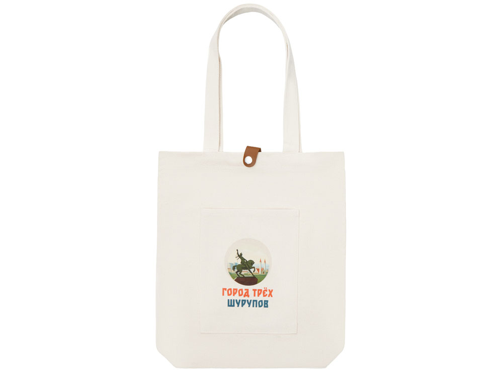 Cумка Clip из хлопка 340 г/м2 с застежкой из экокожи с DTF - цифровой вышивкой