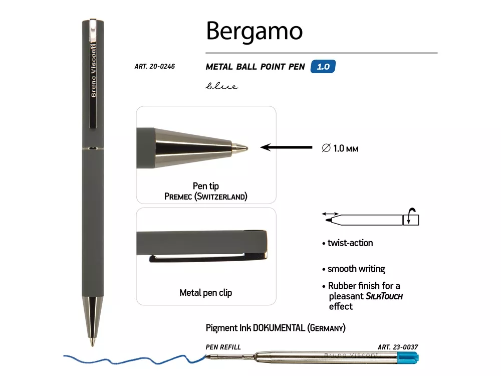 Ручка металлическая шариковая Bergamo