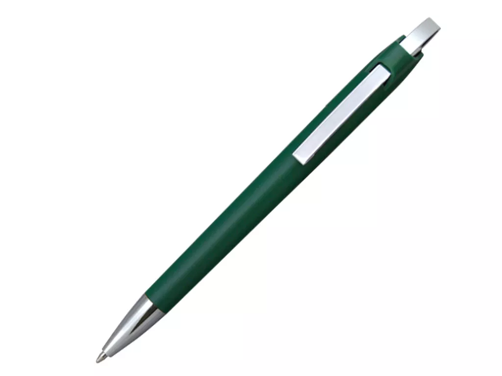Ручка шариковая, пластик, зеленый/серебро, АУРА