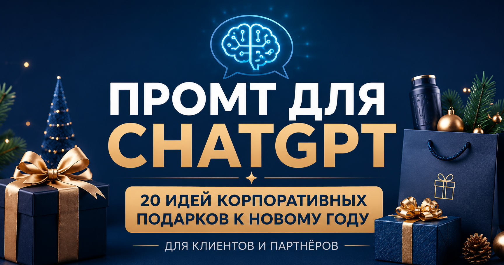 Промт для ChatGPT: как придумать корпоративные подарки клиентам к Новому году