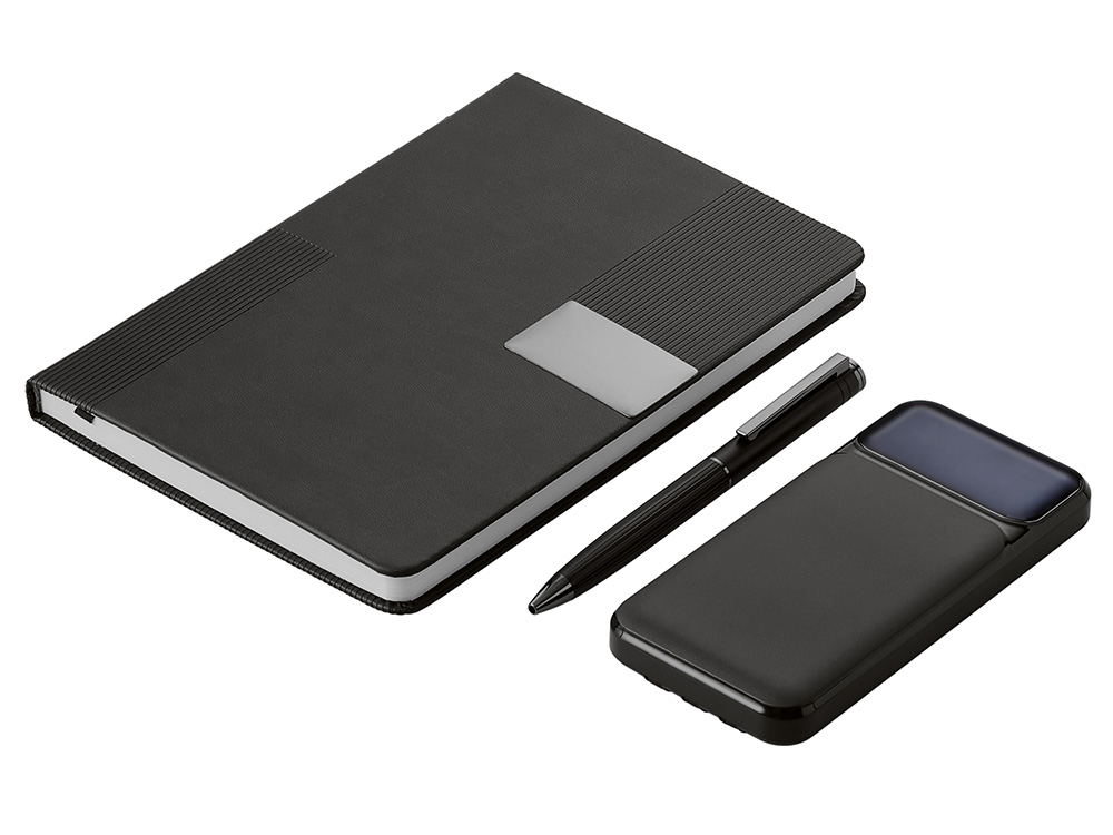 Подарочный набор Tesla с блокнотом А5, ручкой и пауэрбенком на 10 000 mAh