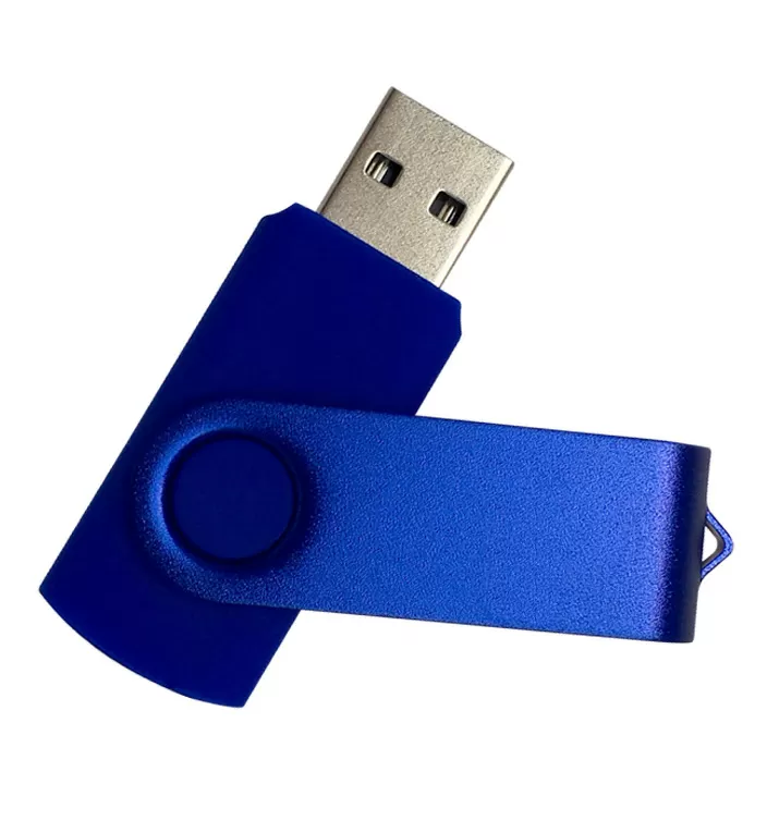 Флеш накопитель USB 2.0 Twister, пластик Софт Тач/металл, синий/синий, 64 Gb